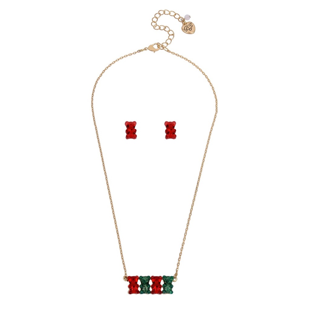New Betsey Johnson Gummy Bears Earrings & Necklace Set - Picture 2 of 8